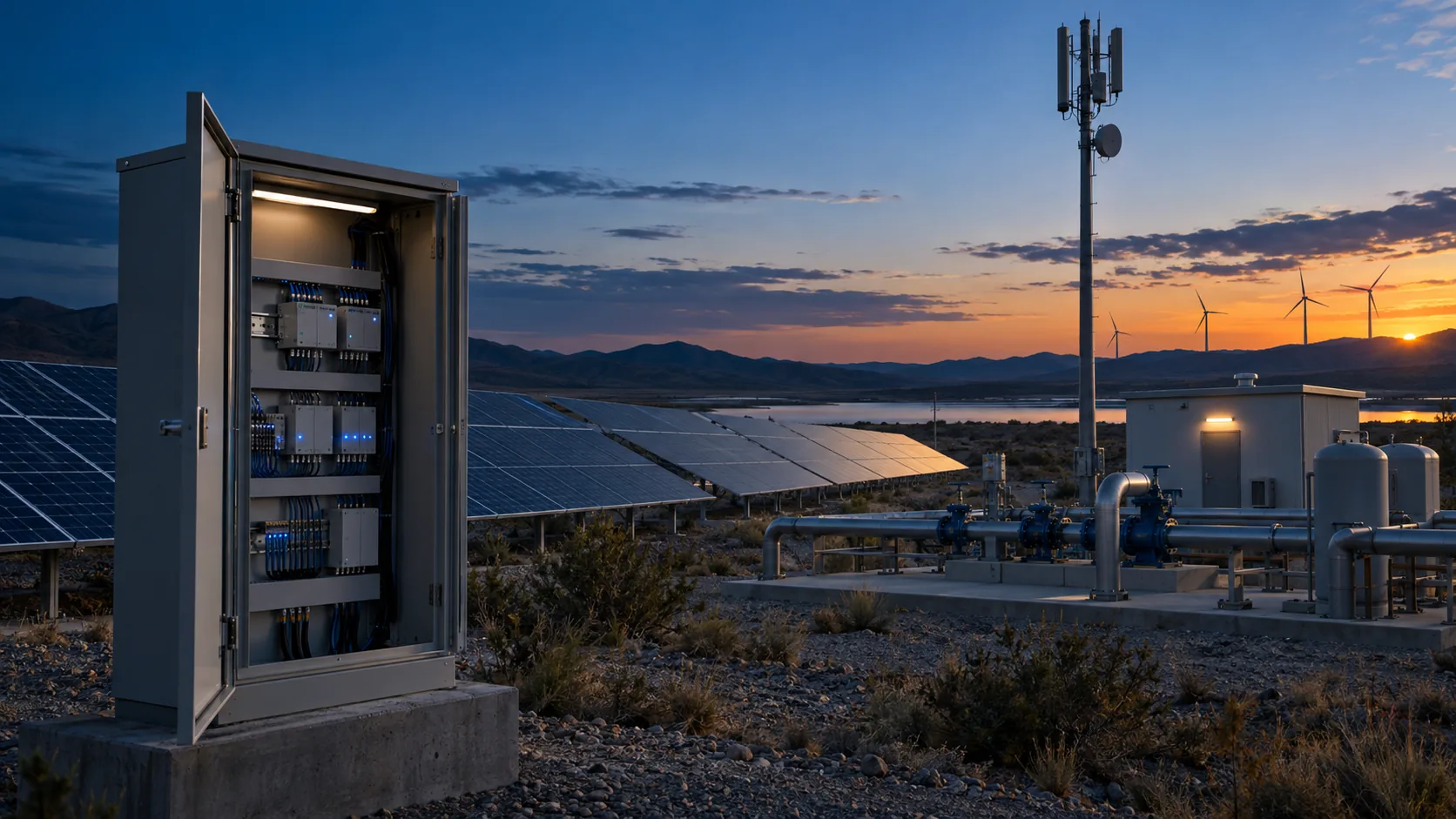 Site industriel distant avec une armoire d’équipements
