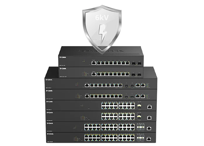 رسم توضيحي للحماية من التيار المفاجئ بجهد 6 kV لجميع منافذ Ethernet