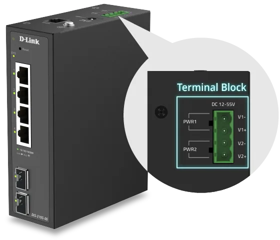Illustration de la redondance d’alimentation sans interruption du DIS-210G-06