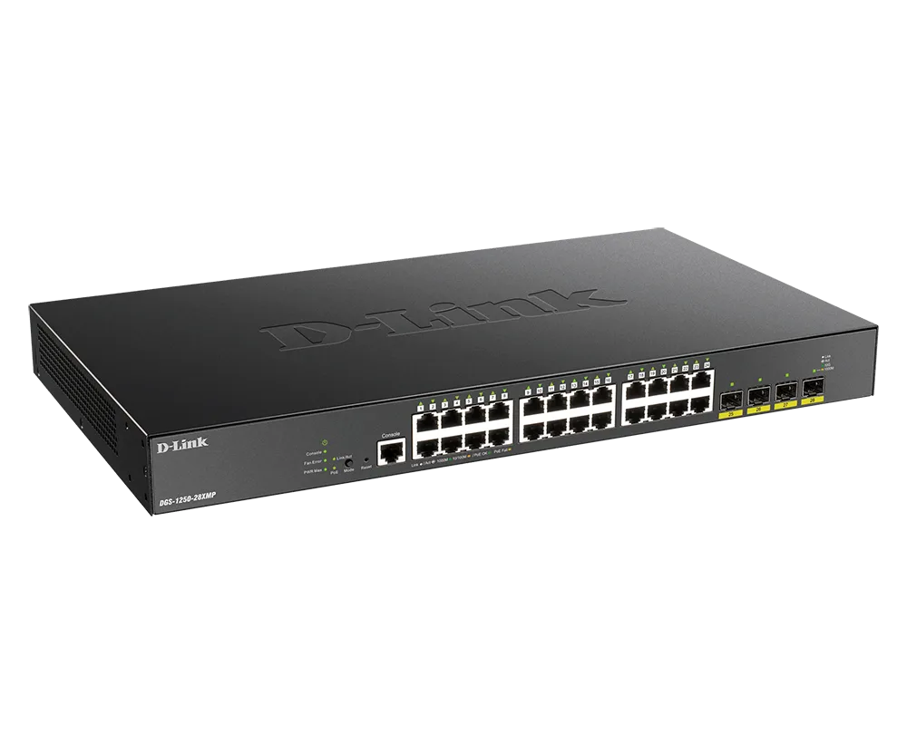 مبدّل مُدار ذكي PoE بسرعة 10-Gigabit بـ 28 منفذا