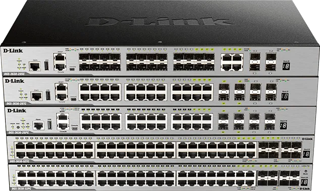 رسم توضيحي لمبدّلات Gigabit مُدارة قابلة للتكديس من Layer 3 في سلسلة DGS-3630
