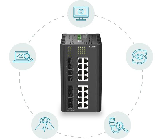 رسم توضيحي لعمليات Ethernet وإدارتها وصيانتها (OAM) في DIS-310G-24X