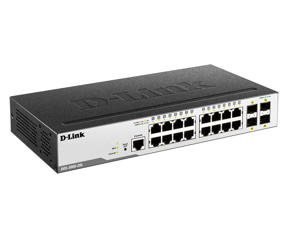 مبدّل Gigabit مُدار من Layer 2 بـ 20 منفذًا