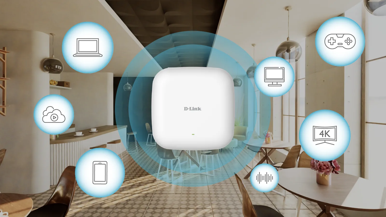 رسم توضيحي لتعزيز أعمالك بتقنية Wi-Fi 6 المتقدمة في DBR-X3000-AP