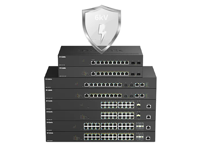 رسم توضيحي للحماية من التيار المفاجئ بجهد 6 kV لجميع منافذ Ethernet