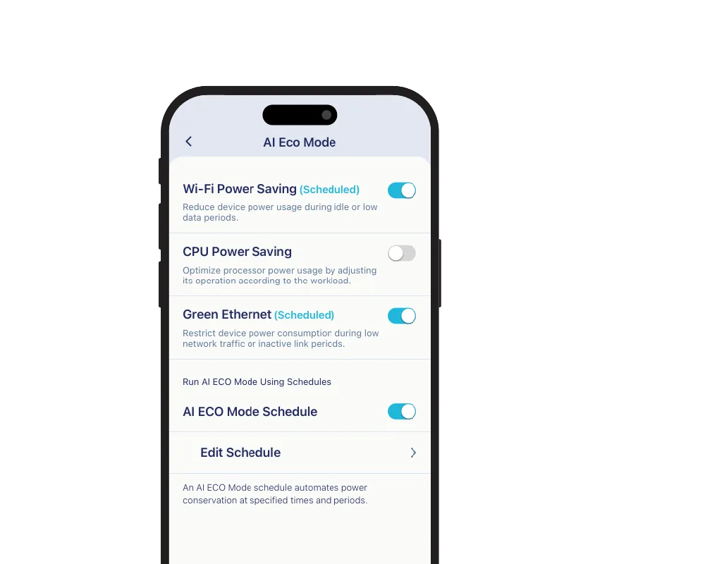 رسم توضيحي لتوفير أذكى للطاقة مع وضع AI ECO في R95
