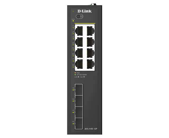 Commutateur intelligent industriel 8 ports 1G PoE+ + 4 ports 1G SFP