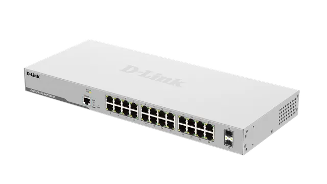 منظر مائل من اليسار لـ D-Link DGS-F1100-26PSD-SI