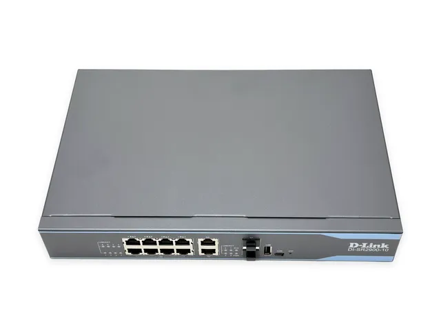 Vue de face en angle du routeur multiservice D-Link DI-SR2900-10